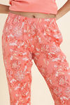 Zivame Floral Hush Knit Cotton Pyjama Set - Burnt Coral — thumbnail 6